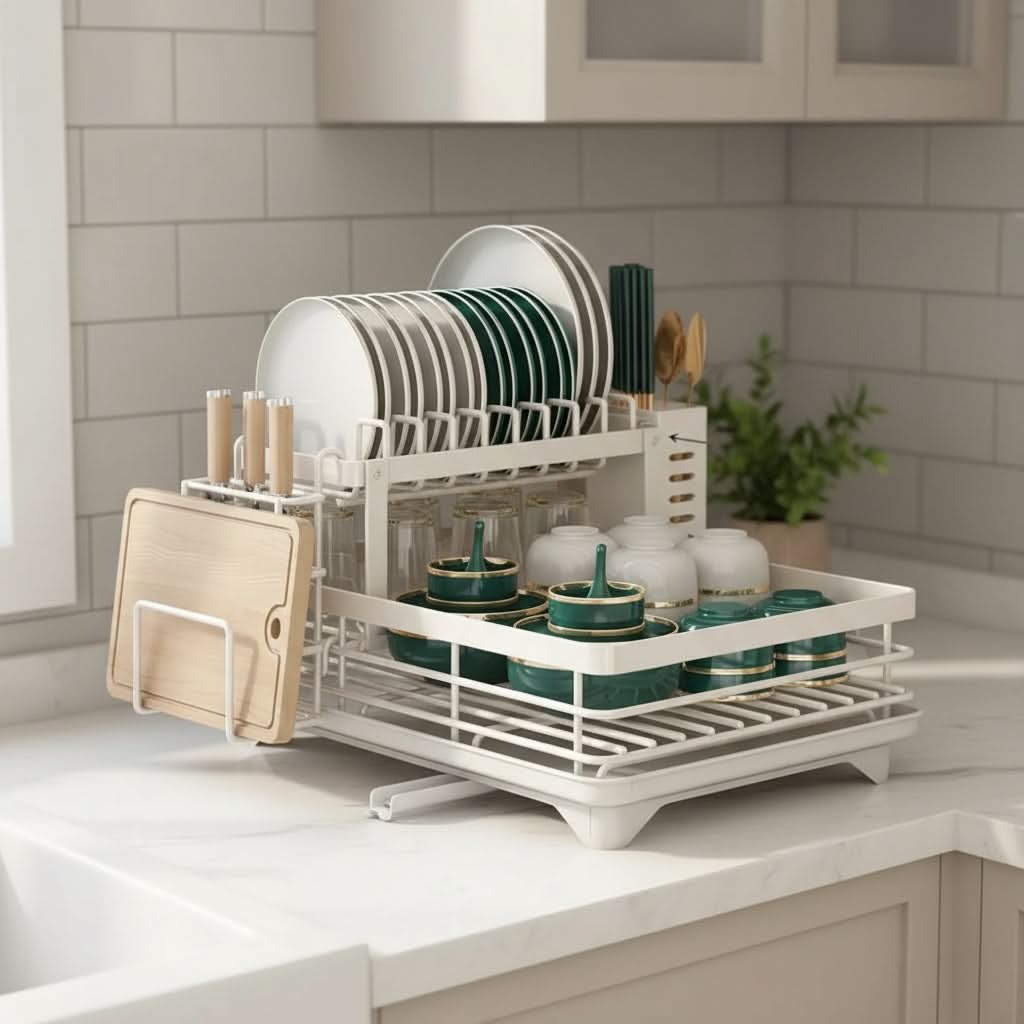 DISHCOVE – Foldable Dish Drying Rack for Convenient Kitchen Storage