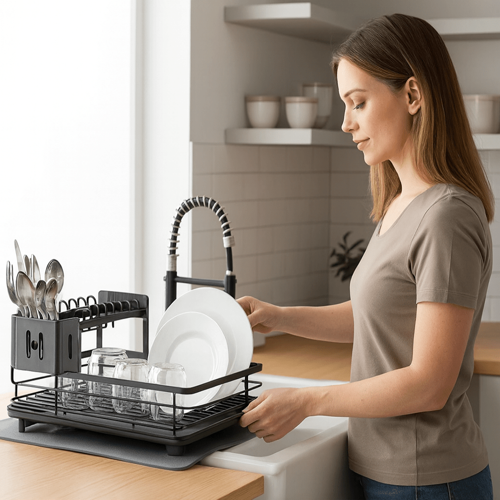 DISHCOVE – Foldable Dish Drying Rack for Convenient Kitchen Storage