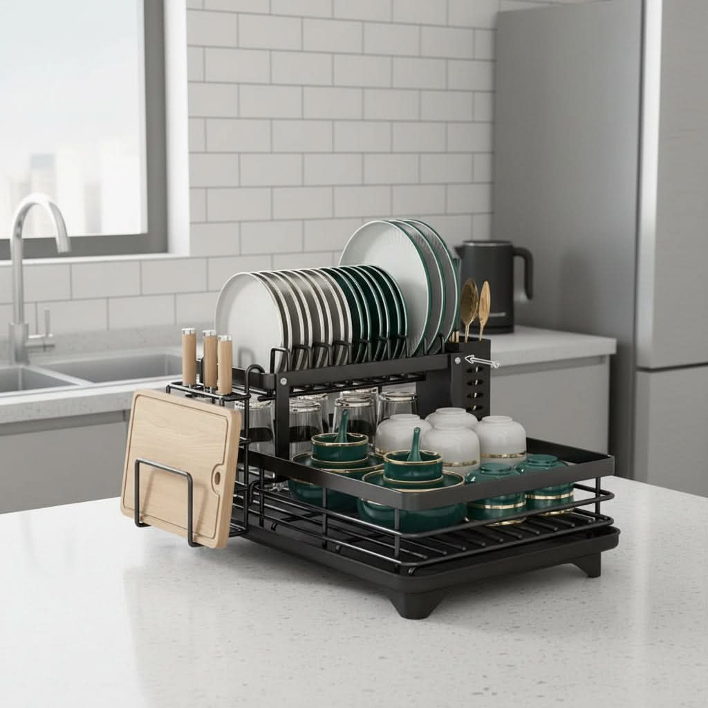DISHCOVE – Foldable Dish Drying Rack for Convenient Kitchen Storage