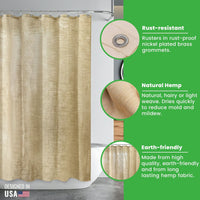 HEMPORA – Hemp Shower Curtain for Bath & Stall