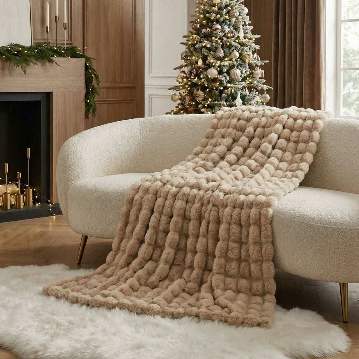 CURVORA – Sculptural Throw Blanket for Cozy Contemporary Spaces