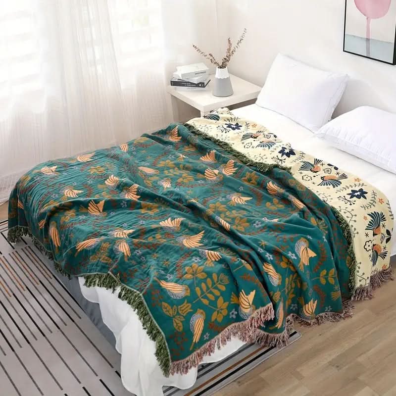 AVISERENORA – Decorative Bird Pattern Blanket for Peaceful Bedroom Decor