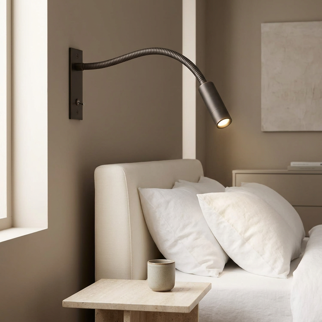 Lamp in an elegant boutique-hotel bedroom