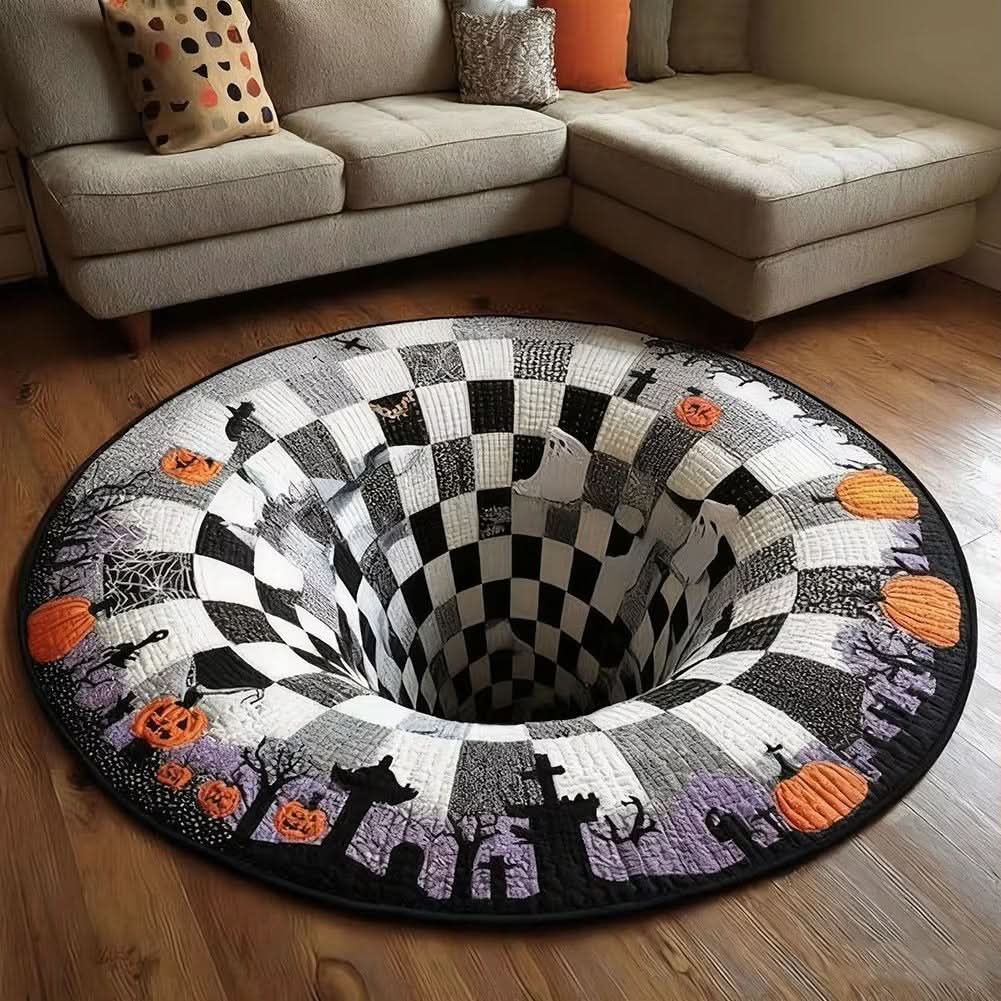 VOIDSPIRA - Alfombra de Halloween 3D con vórtice y profundidad espeluznante