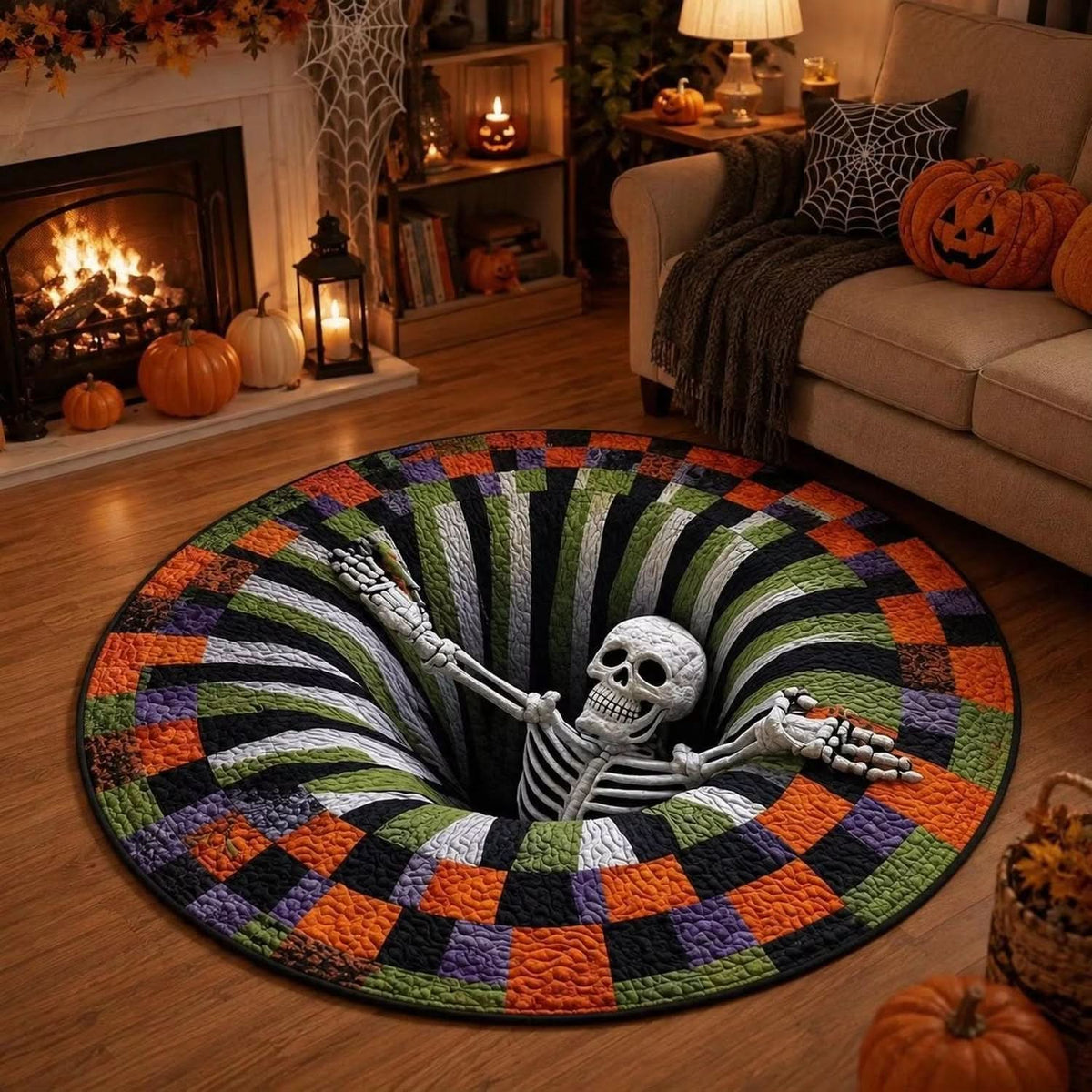 VOIDSPIRA - Alfombra de Halloween 3D con vórtice y profundidad espeluznante