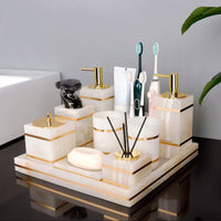 VANITYCREST – Decorative Cup with Golden Accent for Modern Bathrooms