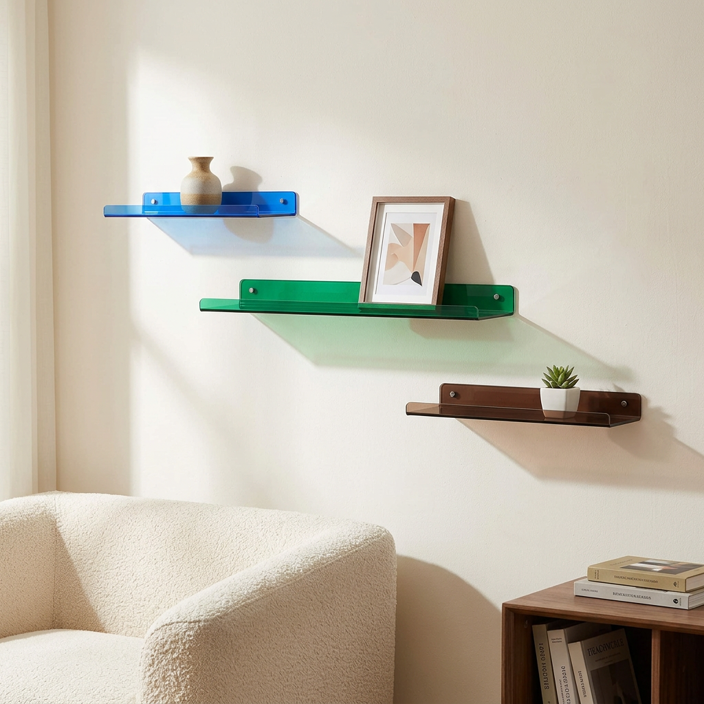 ORGAVENIXA shelf variants in a styled living room