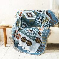 FRINGZELIXA – Patterned Boho Throw for Distinctive Sofa Decoration