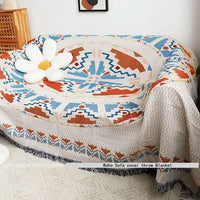 FRINGZELIXA – Patterned Boho Throw for Distinctive Sofa Decoration