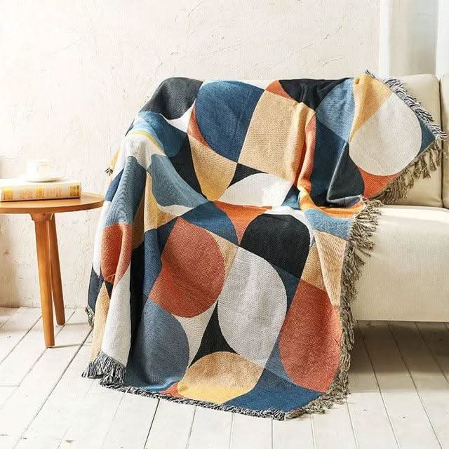 FRINGZELIXA – Patterned Boho Throw for Distinctive Sofa Decoration