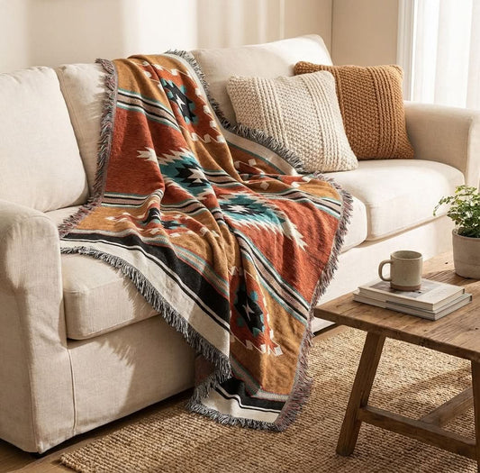 FRINGZELIXA – Gemusterte Boho-Decke als einzigartige Sofadekoration
