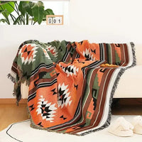 FRINGZELIXA – Patterned Boho Throw for Distinctive Sofa Decoration