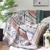 FRINGZELIXA – Patterned Boho Throw for Distinctive Sofa Decoration