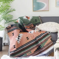 FRINGZELIXA – Patterned Boho Throw for Distinctive Sofa Decoration
