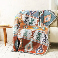 FRINGZELIXA – Patterned Boho Throw for Distinctive Sofa Decoration