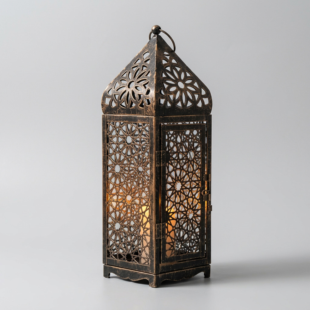 Single lantern on a grey background