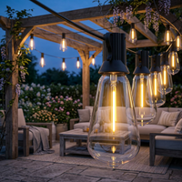String lights under a rustic pergola