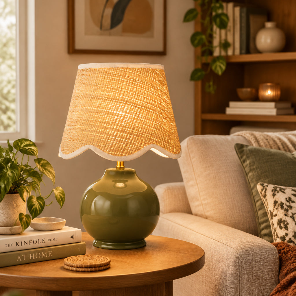 SHELLHALO – Lampe de table à abat-jour festonné pour une ambiance raffinée à la maison